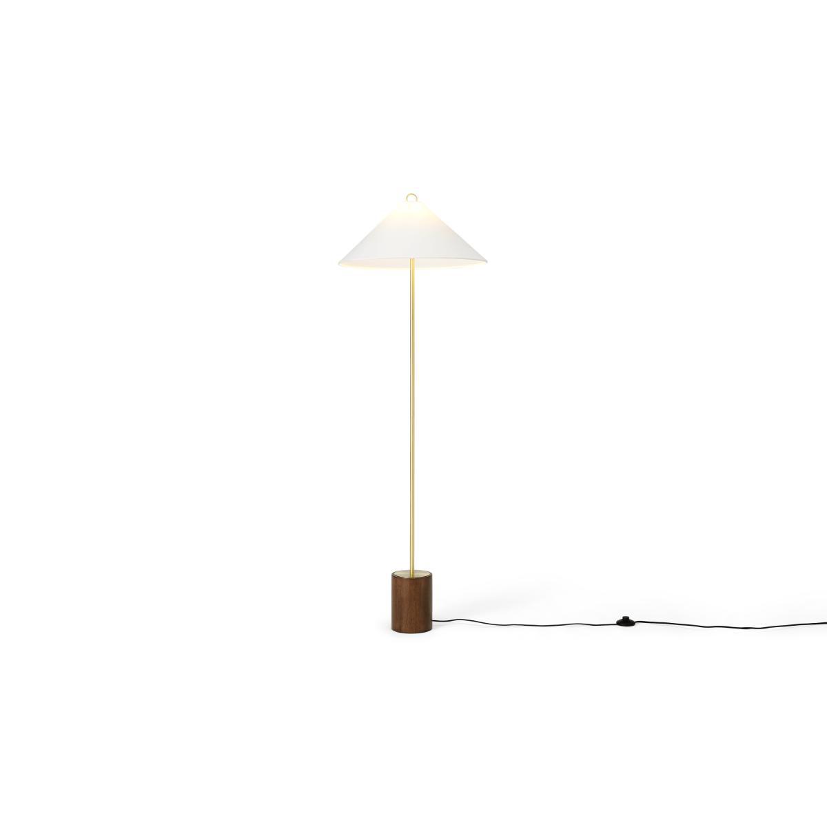 Natalie Floor Lamp, Dark Wood, Brass & White – image 2