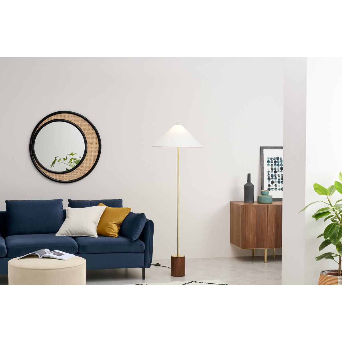 Natalie Floor Lamp, Dark Wood, Brass & White – image 3