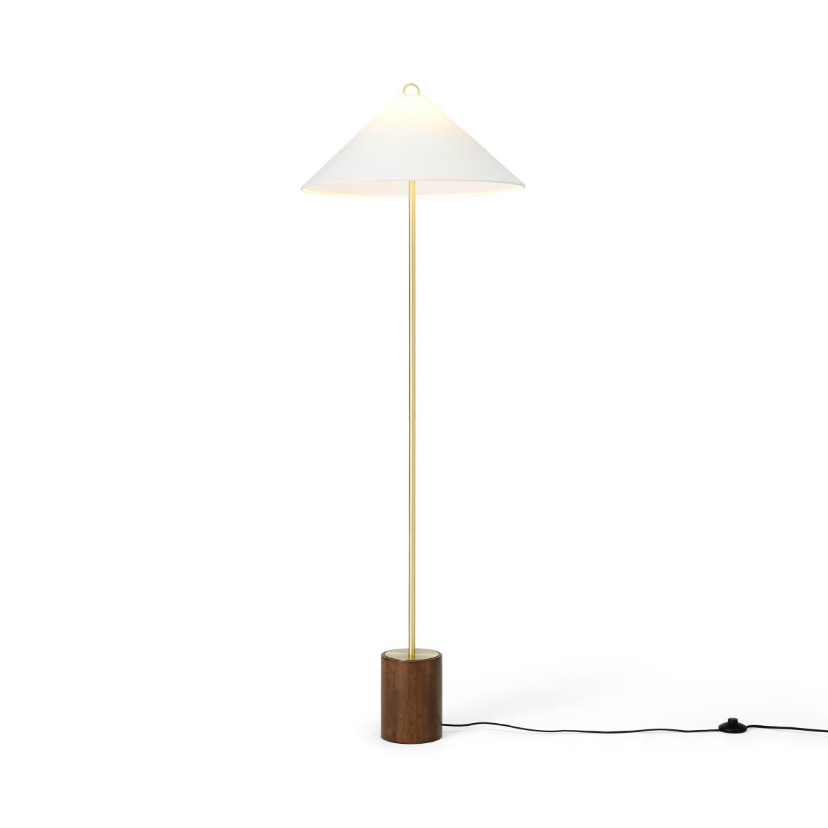 Natalie Floor Lamp, Dark Wood, Brass & White – image 7