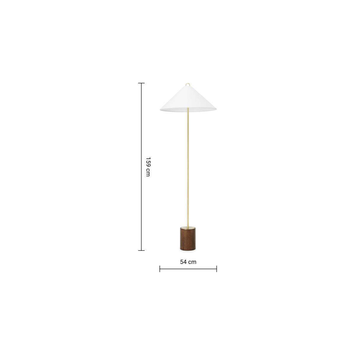 Natalie Floor Lamp, Dark Wood, Brass & White – image 8