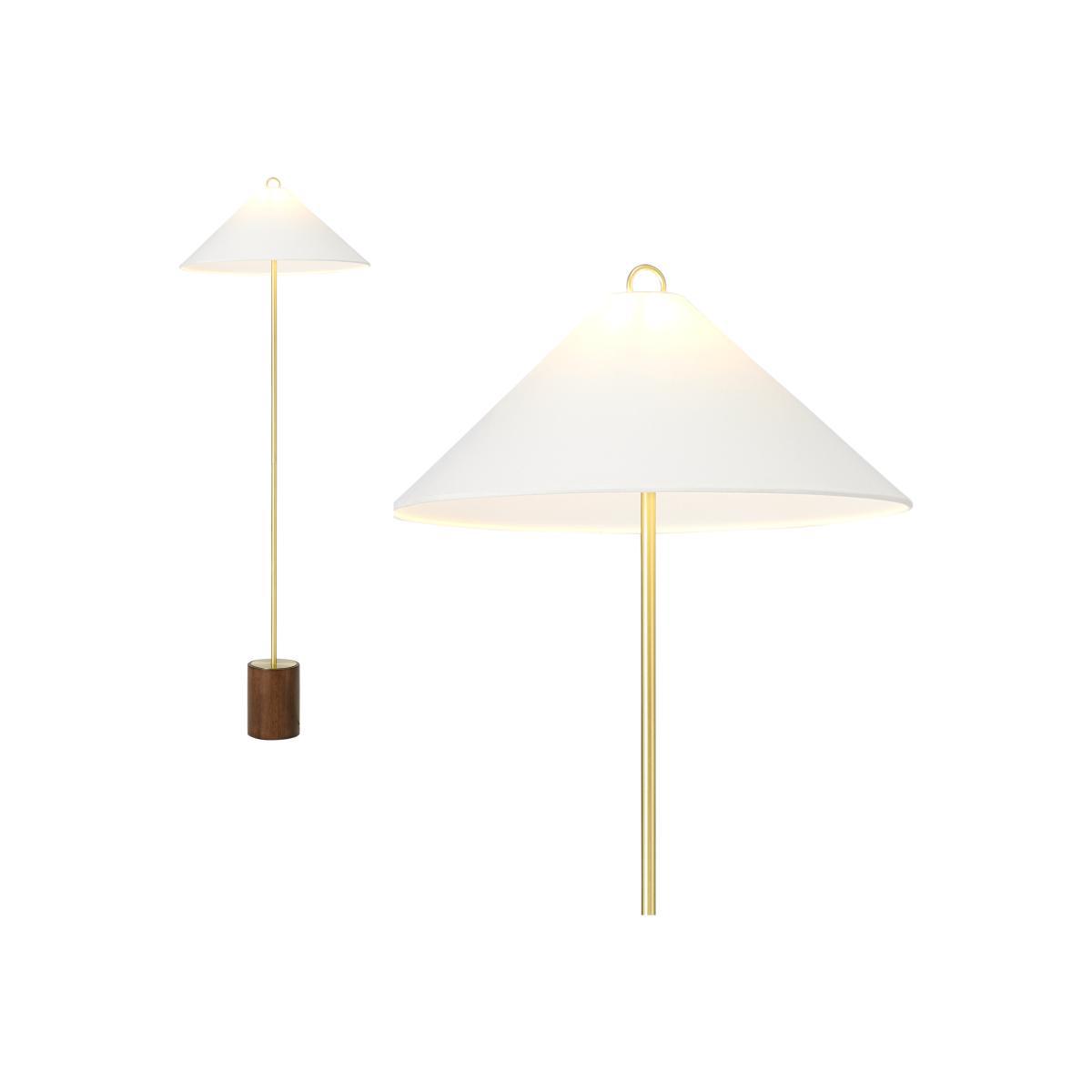 Natalie Floor Lamp, Dark Wood, Brass & White – image 1