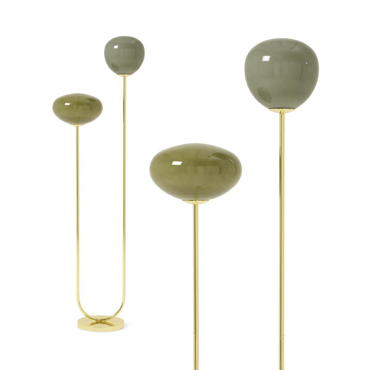 Adrianne Multi Floor Lamp, Green Glass & Brass – image 2