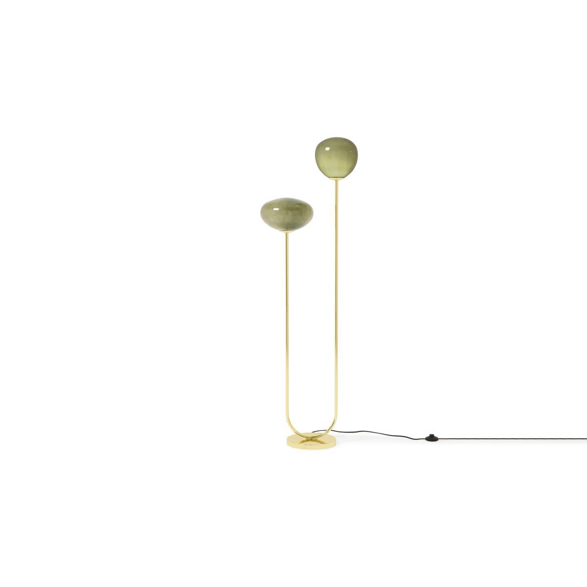 Adrianne Multi Floor Lamp, Green Glass & Brass – image 3