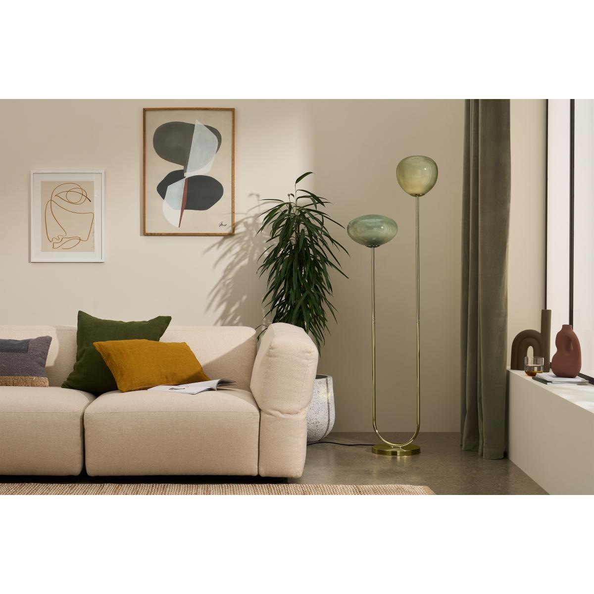 Adrianne Multi Floor Lamp, Green Glass & Brass – image 4