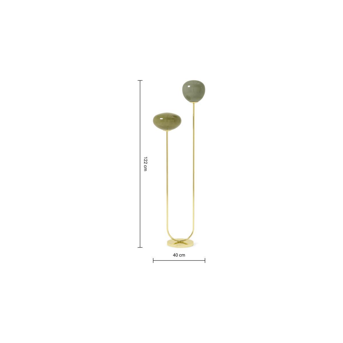 Adrianne Multi Floor Lamp, Green Glass & Brass – image 9