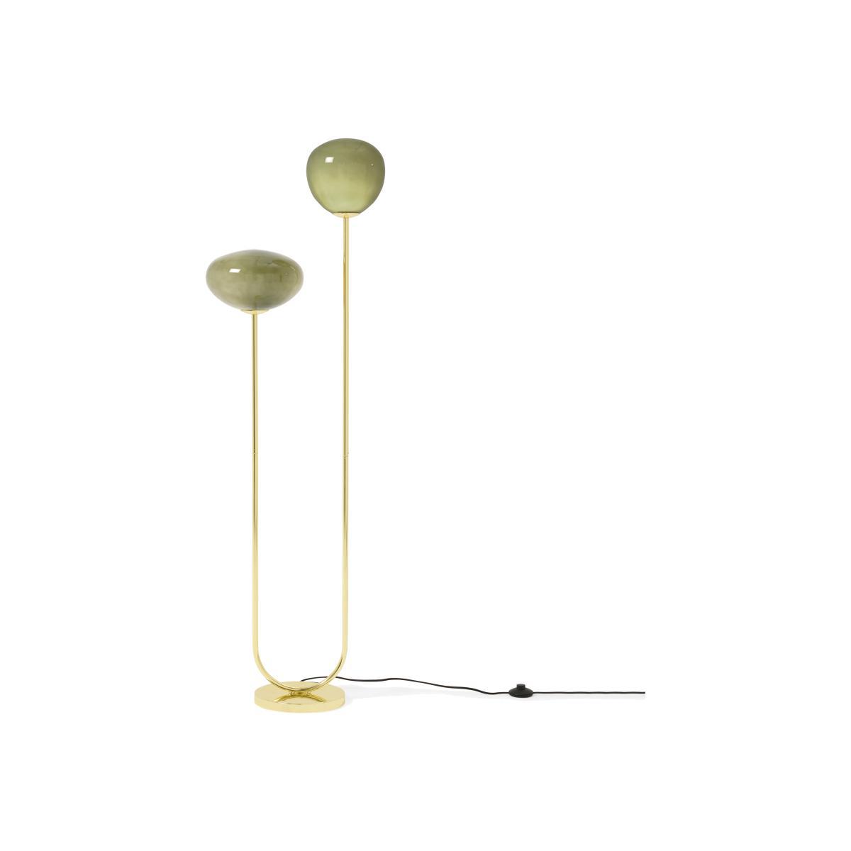 Adrianne Multi Floor Lamp, Green Glass & Brass – image 1