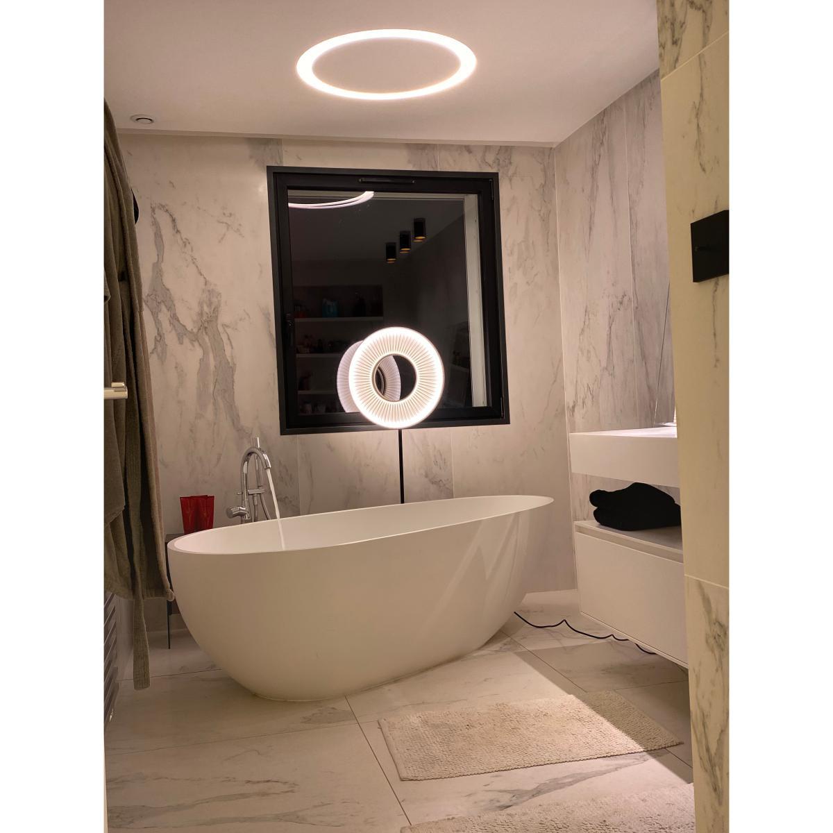 Iris Floor lamp - LED / H 140 cm - Fabric & double-sided lighting by Dix Heures Dix White – image 4