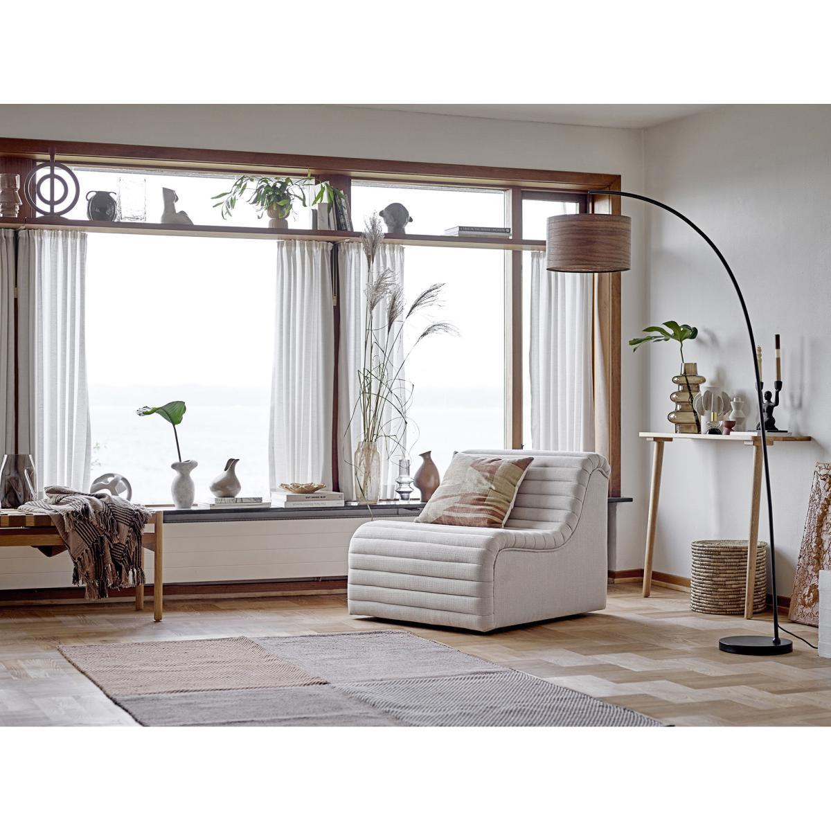 Diddan Floor lamp - / Walnut veneer - H 195 cm by Bloomingville Black/Natural wood – image 2