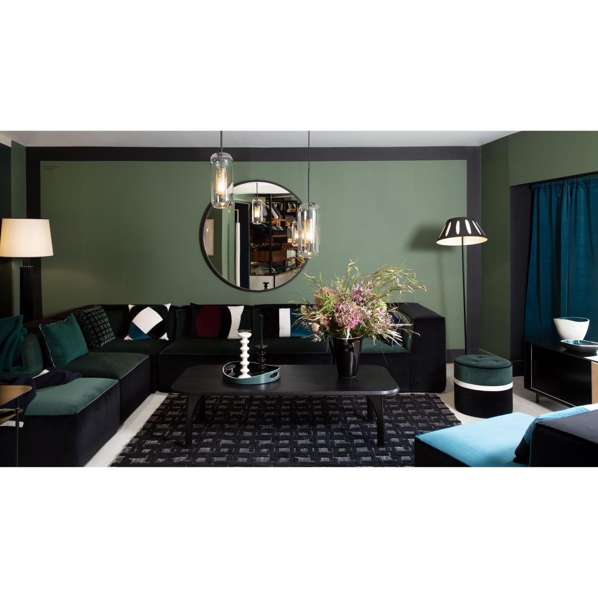 Charly Floor lamp - / H 156 cm - Silkscreen printed cotton by Maison Sarah Lavoine Black – image 2