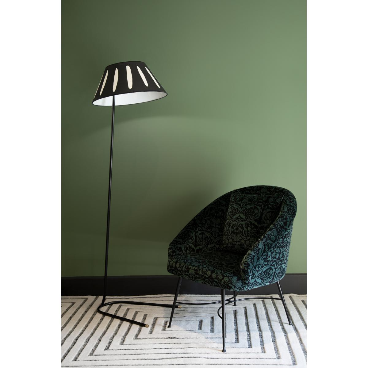 Charly Floor lamp - / H 156 cm - Silkscreen printed cotton by Maison Sarah Lavoine Black – image 4