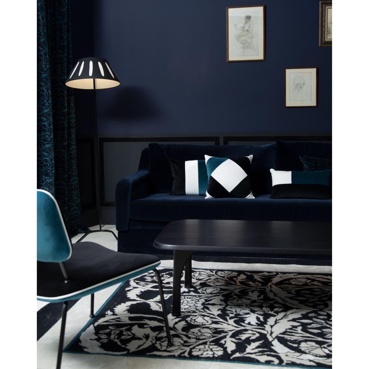 Charly Floor lamp - / H 156 cm - Silkscreen printed cotton by Maison Sarah Lavoine Black – image 5