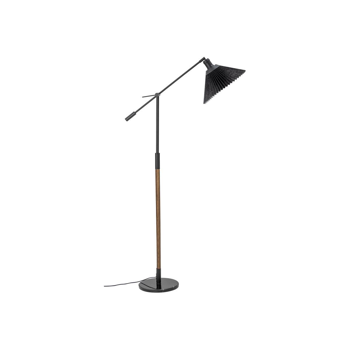 Polus Floor lamp - / Adjustable linen lampshade - H 145 cm by Bloomingville Black/Natural wood – image 1