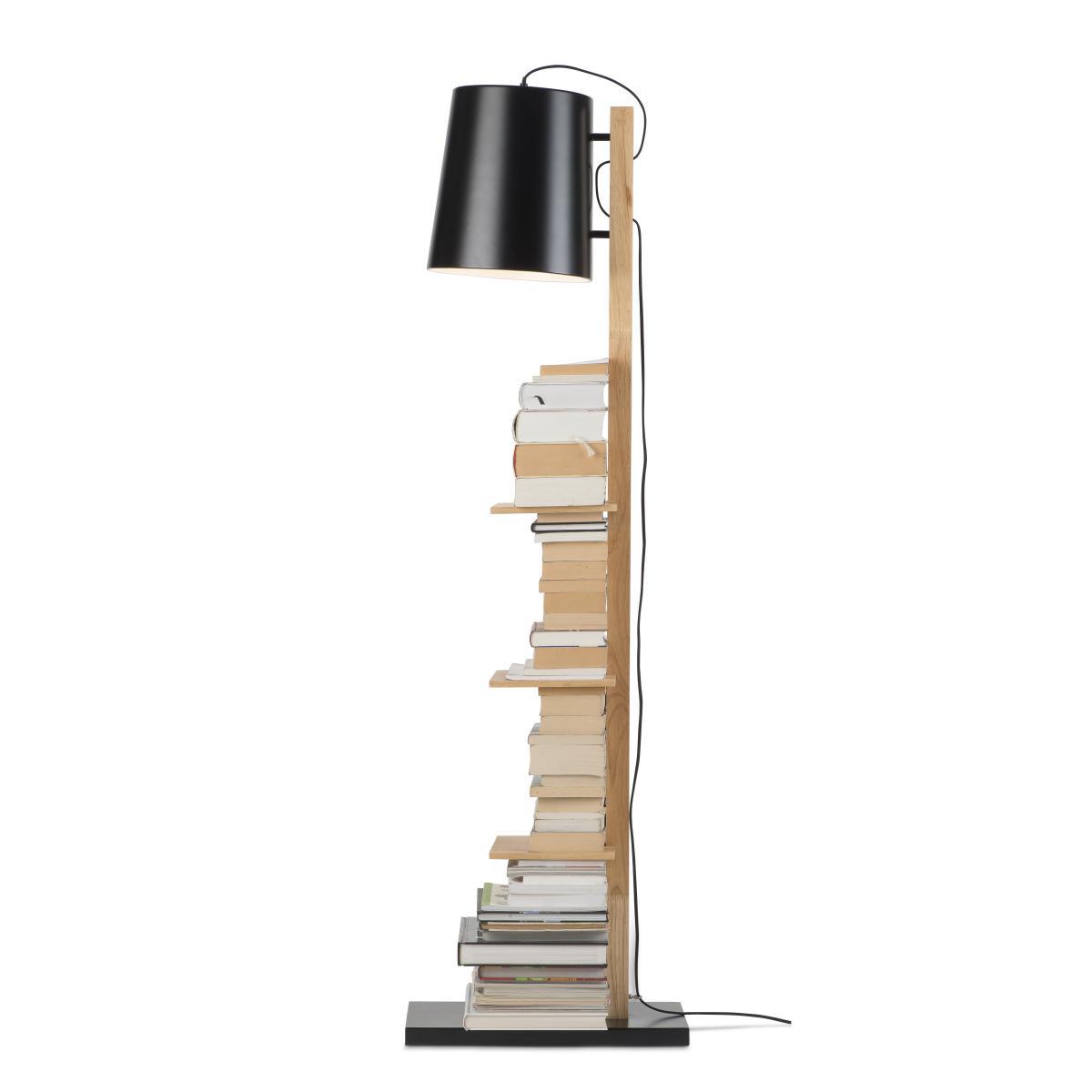 Cambridge Floor lamp - / with 3 shelves - H 168 cm by It's about Romi Black/Natural wood – image 2