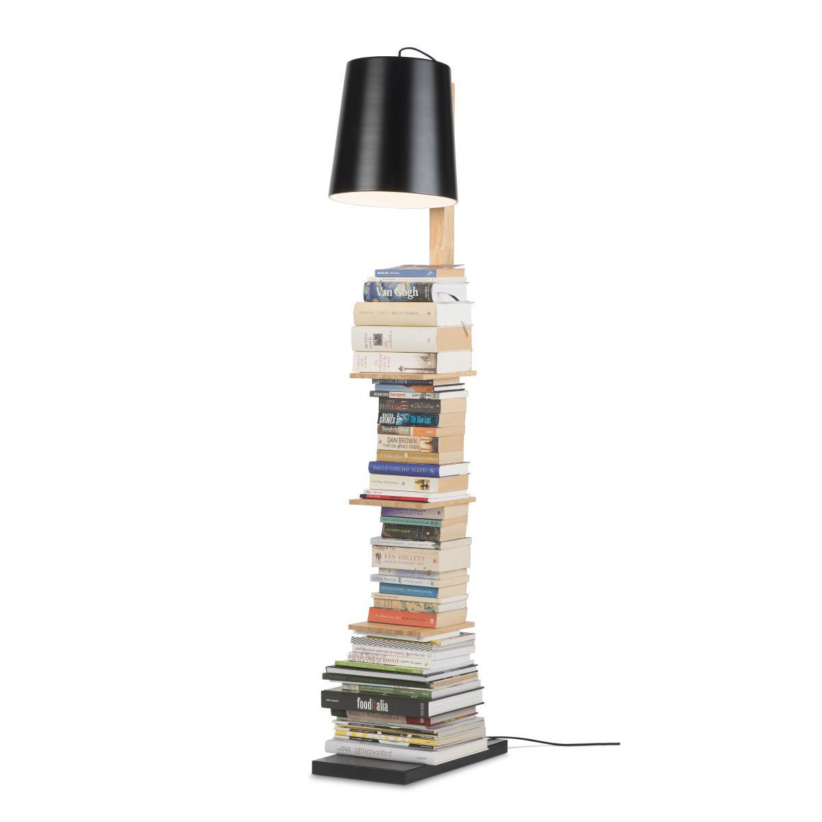 Cambridge Floor lamp - / with 3 shelves - H 168 cm by It's about Romi Black/Natural wood – image 4