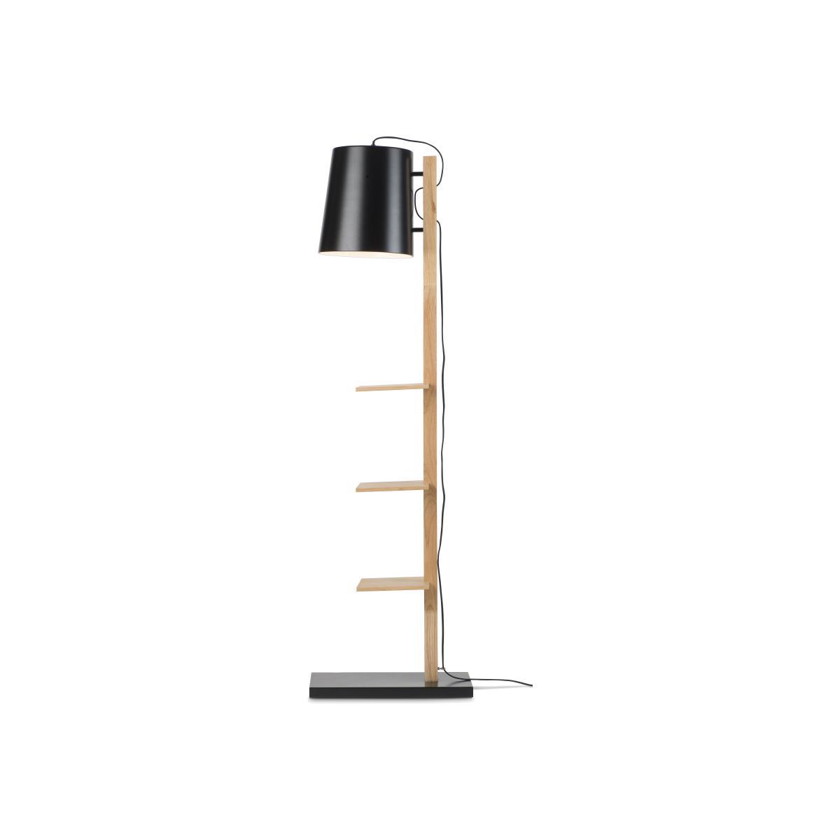 Cambridge Floor lamp - / with 3 shelves - H 168 cm by It's about Romi Black/Natural wood – image 1