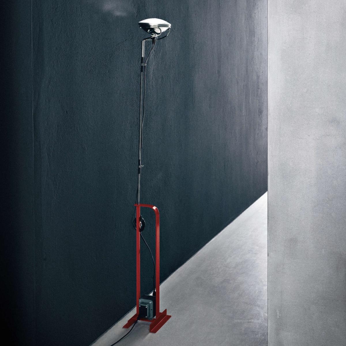 Toio LED Floor lamp metal red / Castiglioni, 1962 - Adjustable height - Flos – image 2