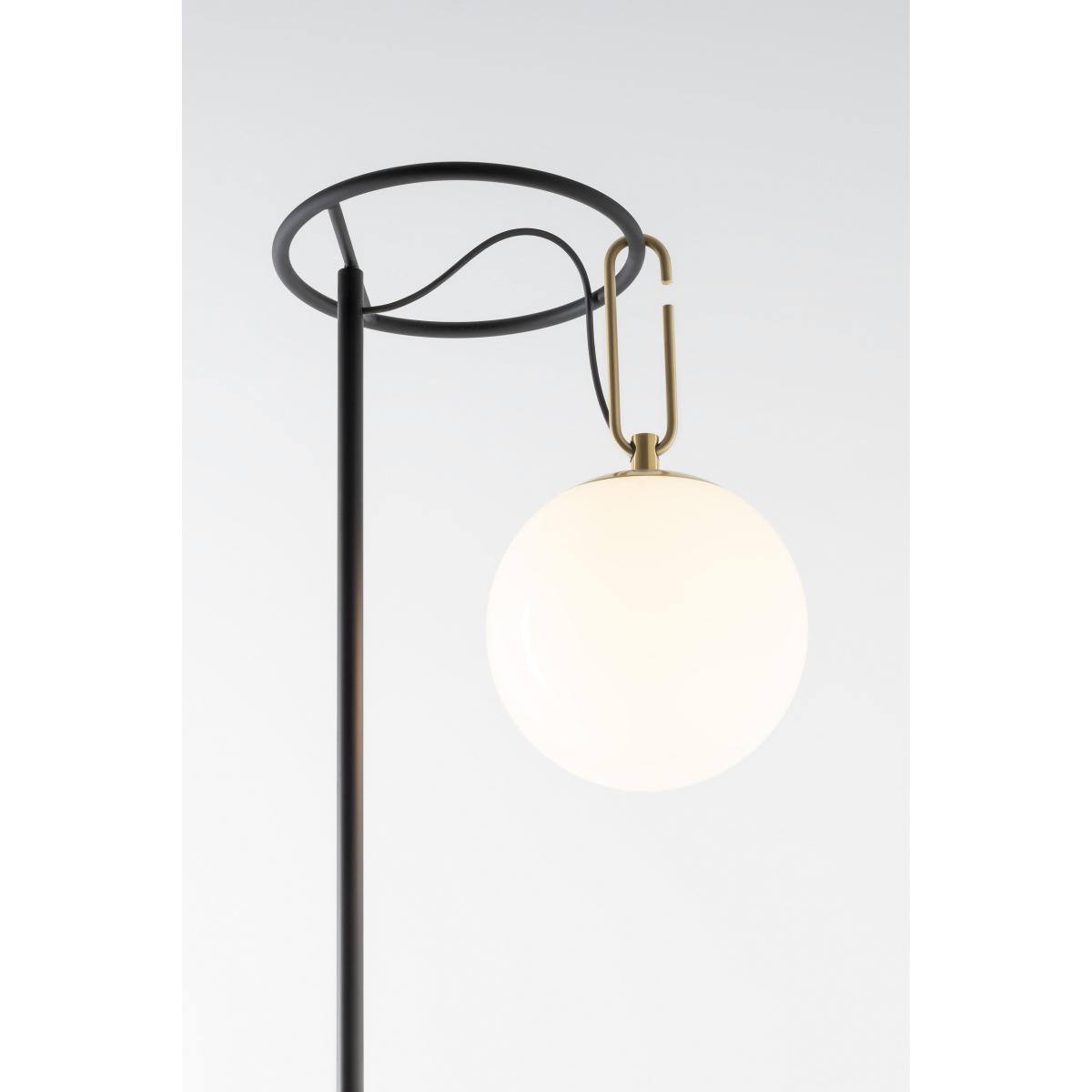 nh 22 Floor lamp - / Blown glass & metal Globe Ø 22 cm by Artemide White/Black – image 2