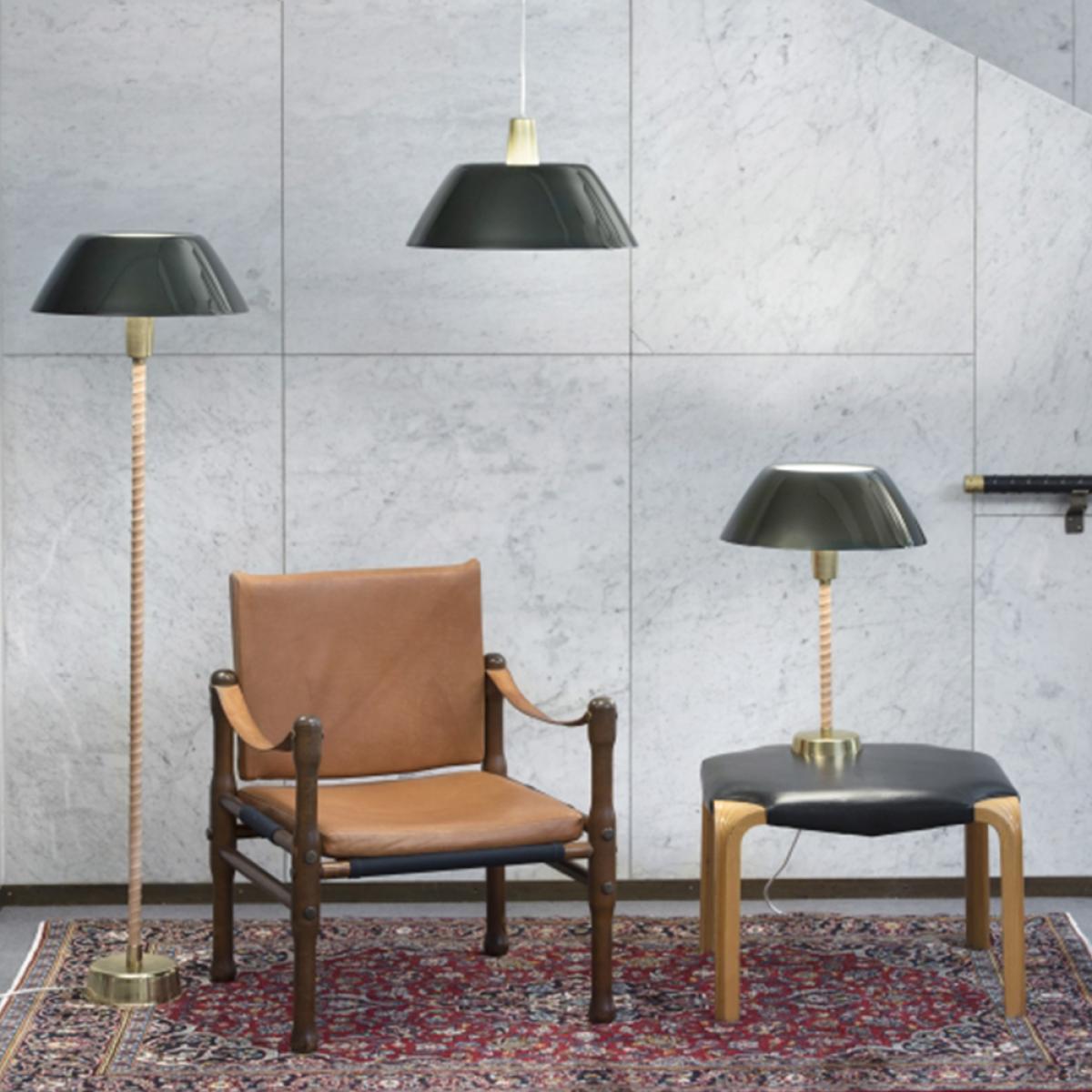 Innolux Senator floor lamp Green stand in leather and brass – image 2
