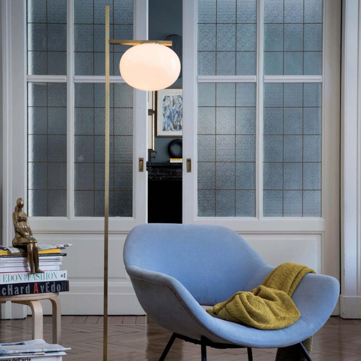 Oluce Alba 382 floor lamp Opal brass – image 2