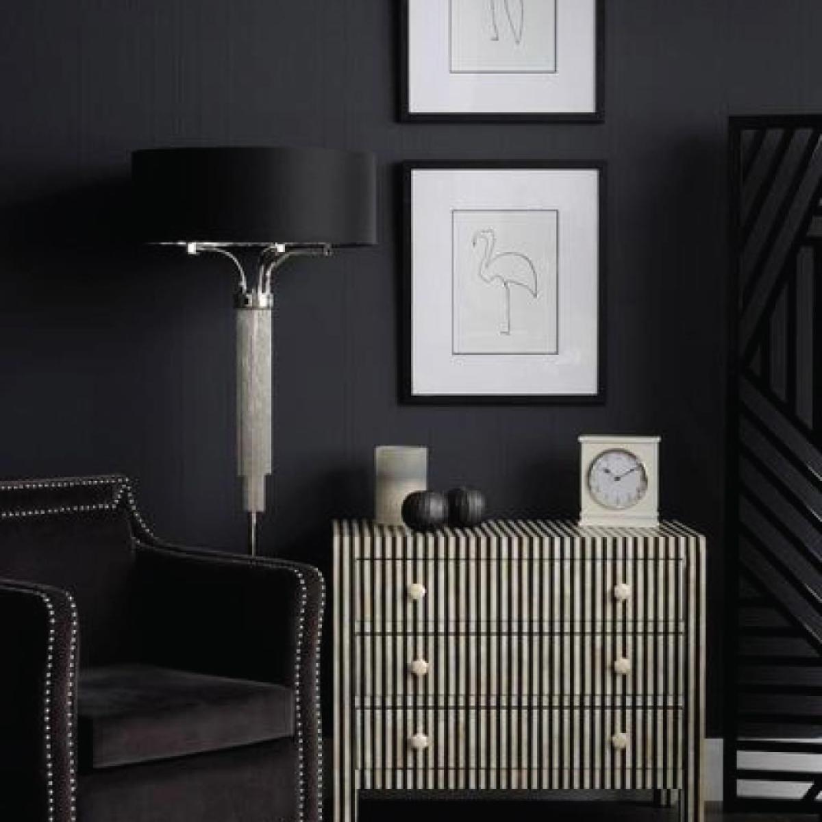 Libra Midnight Mayfair Collection - Metal Floor Lamp In Nickel Finish With Black Shade – image 2