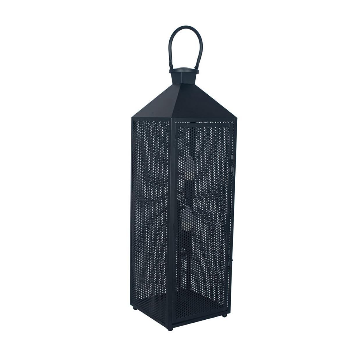 Olivia's Angelina Metal Punched Lantern Floor Lamp in Matt Black – image 2