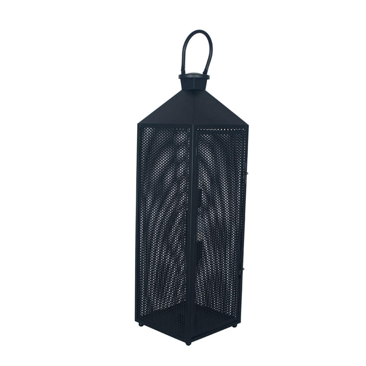 Olivia's Angelina Metal Punched Lantern Floor Lamp in Matt Black – image 3