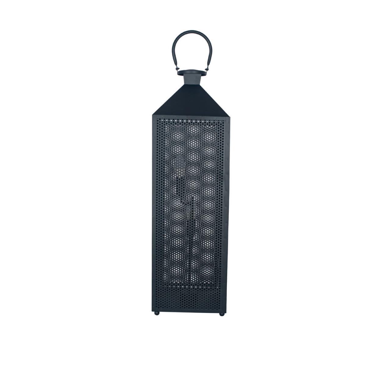 Olivia's Angelina Metal Punched Lantern Floor Lamp in Matt Black – image 4