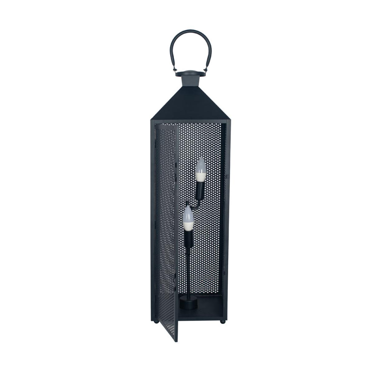 Olivia's Angelina Metal Punched Lantern Floor Lamp in Matt Black – image 5