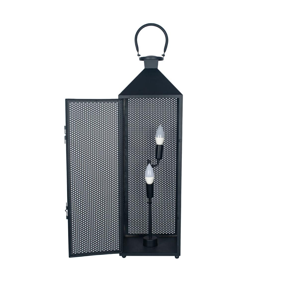 Olivia's Angelina Metal Punched Lantern Floor Lamp in Matt Black – image 6