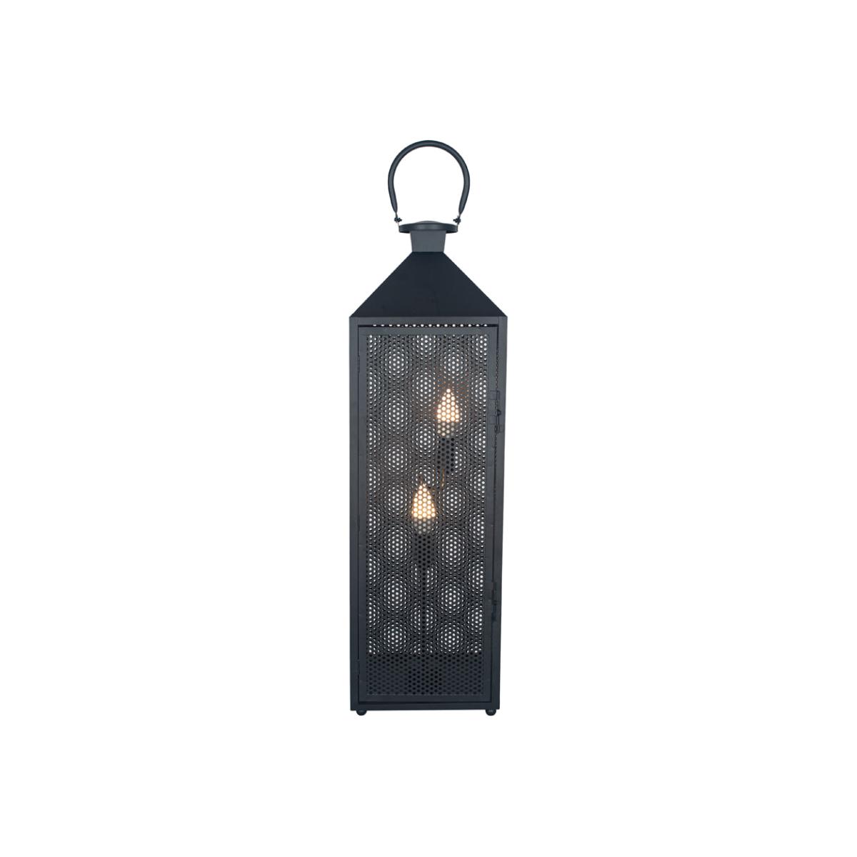 Olivia's Angelina Metal Punched Lantern Floor Lamp in Matt Black – image 1