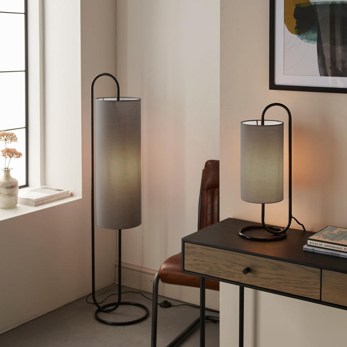 Gallery Interiors Bayford Floor Lamp in Matt Black & Grey – image 4