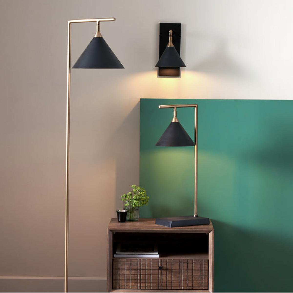 Olivia's Netty Floor Lamp in Matt Black And Antiuqe Brass – image 10