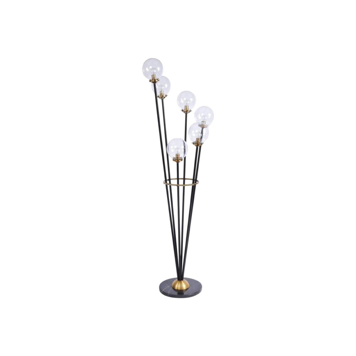 Libra Mercer Glass Bubble Floor Lamp Black And Brass