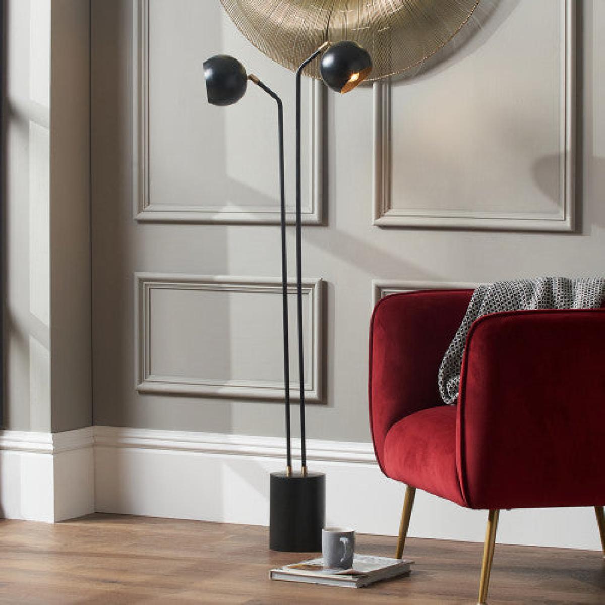 Olivia's Equinox Metal 2 Head Floor Lamp in Black – image 6