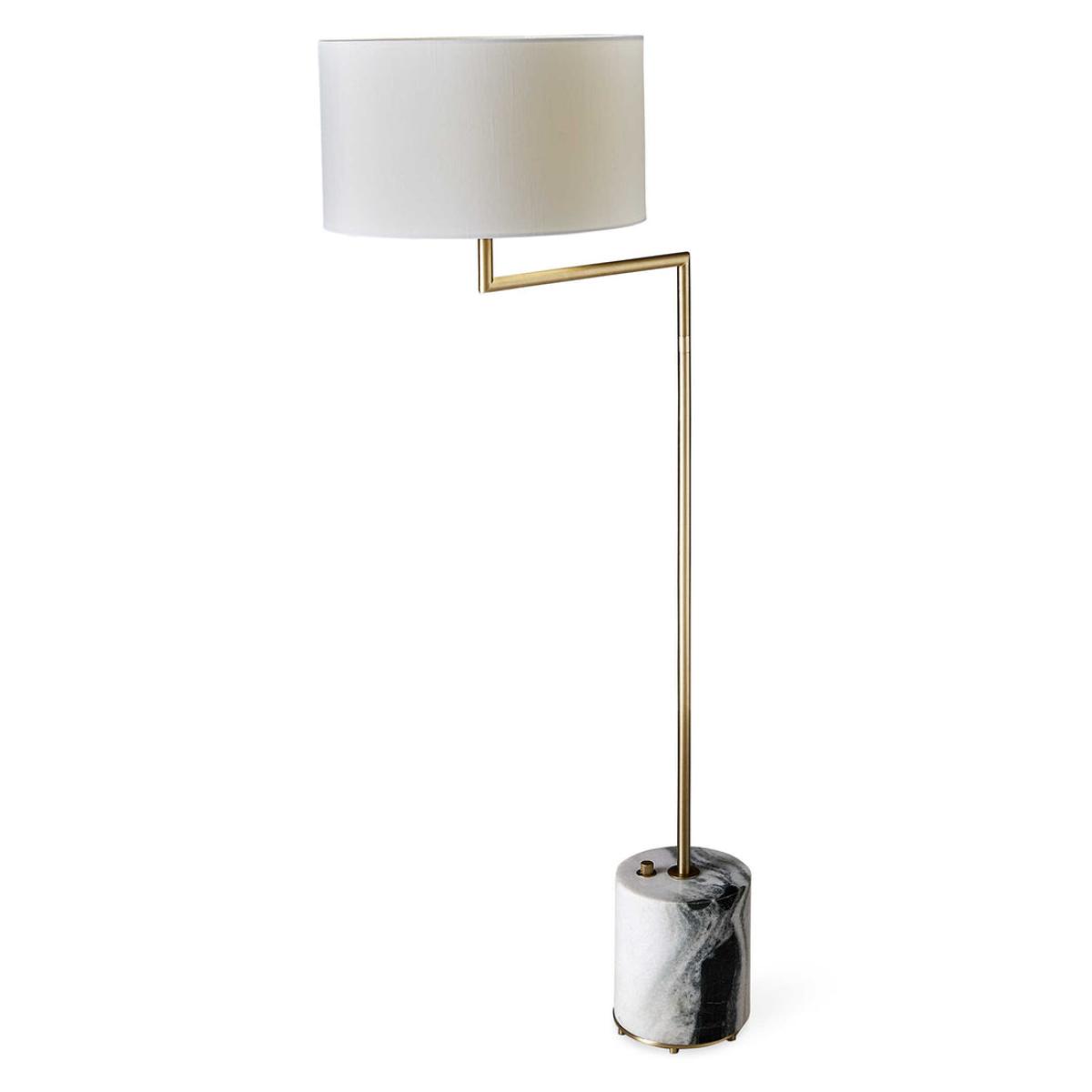 Uttermost Black Label Pivot Floor Lamp - Panda Marble/Brass – image 3