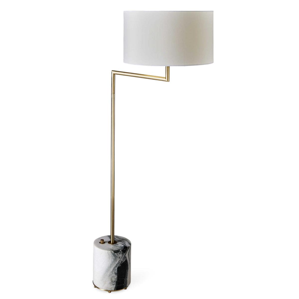 Uttermost Black Label Pivot Floor Lamp - Panda Marble/Brass – image 4