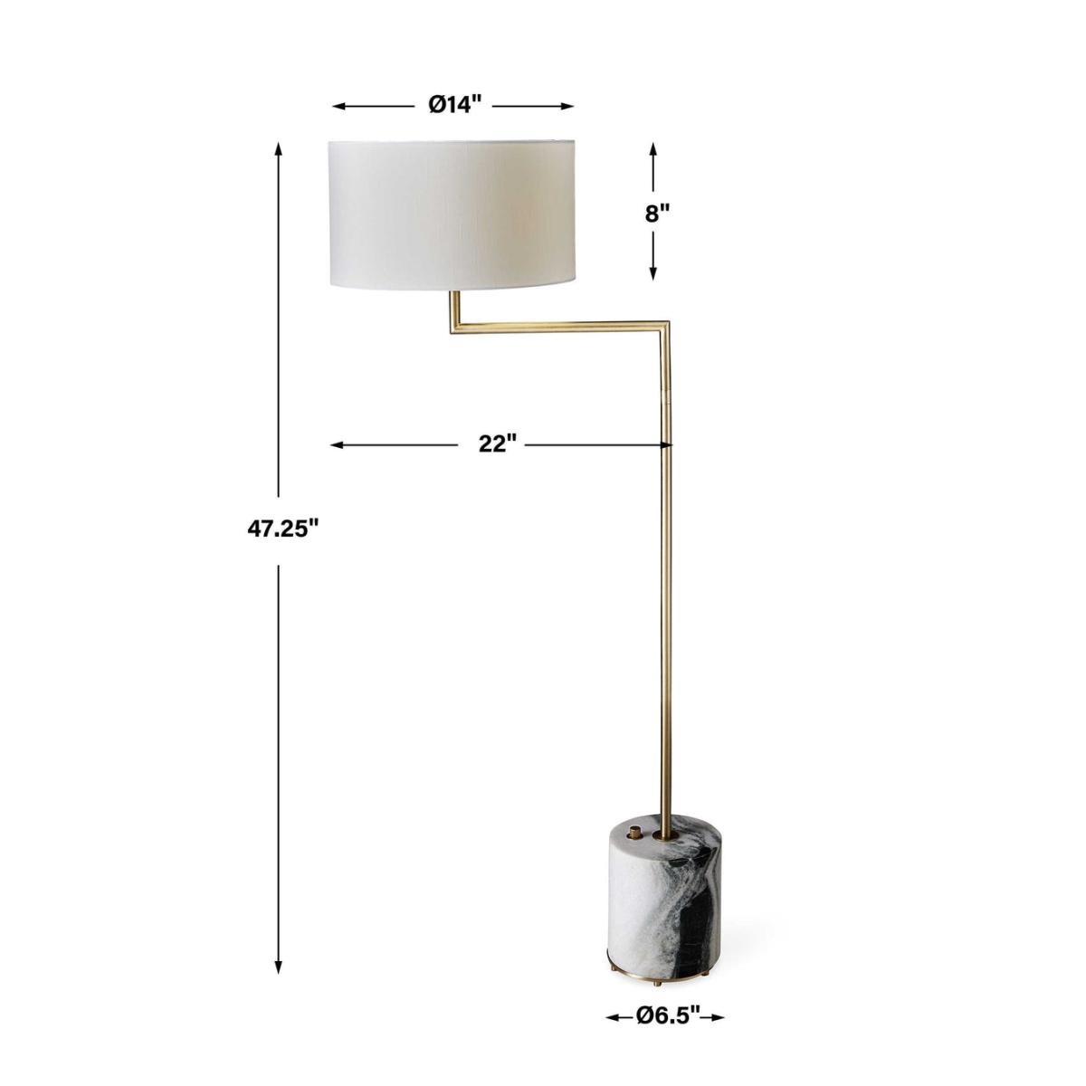 Uttermost Black Label Pivot Floor Lamp - Panda Marble/Brass – image 6
