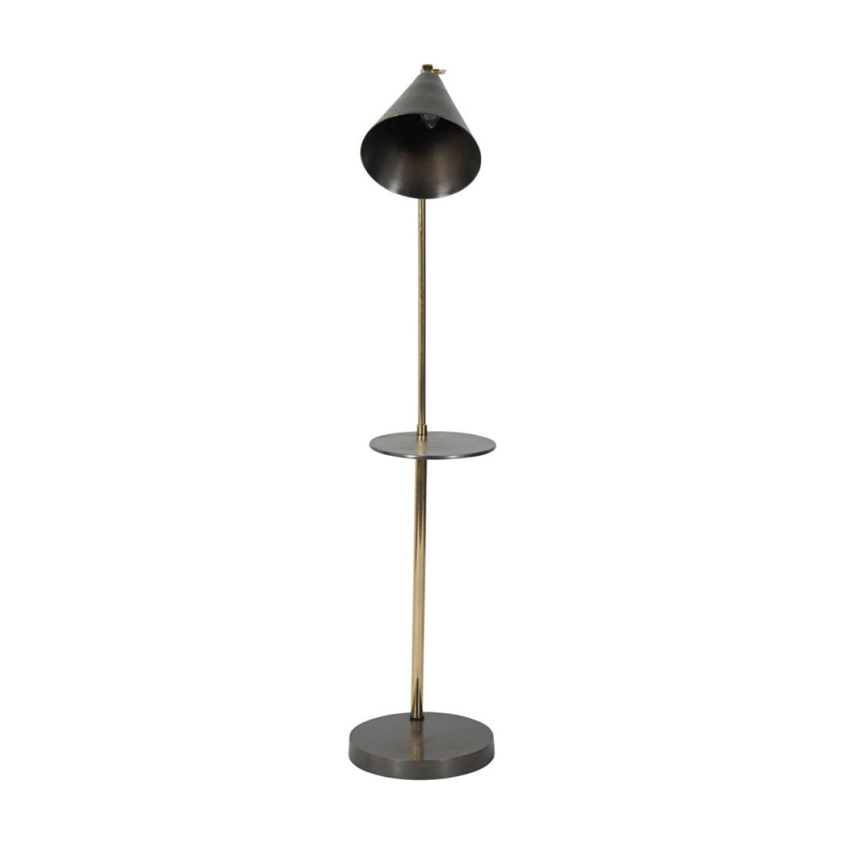 Libra Urban Botanic Collection - Amelie Brushed Floor Lamp with Table in Satin Grey & Brass – image 2