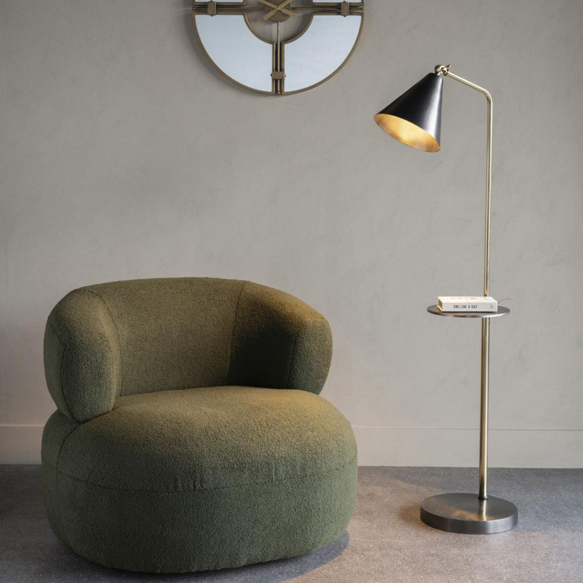 Libra Urban Botanic Collection - Amelie Brushed Floor Lamp with Table in Satin Grey & Brass – image 5