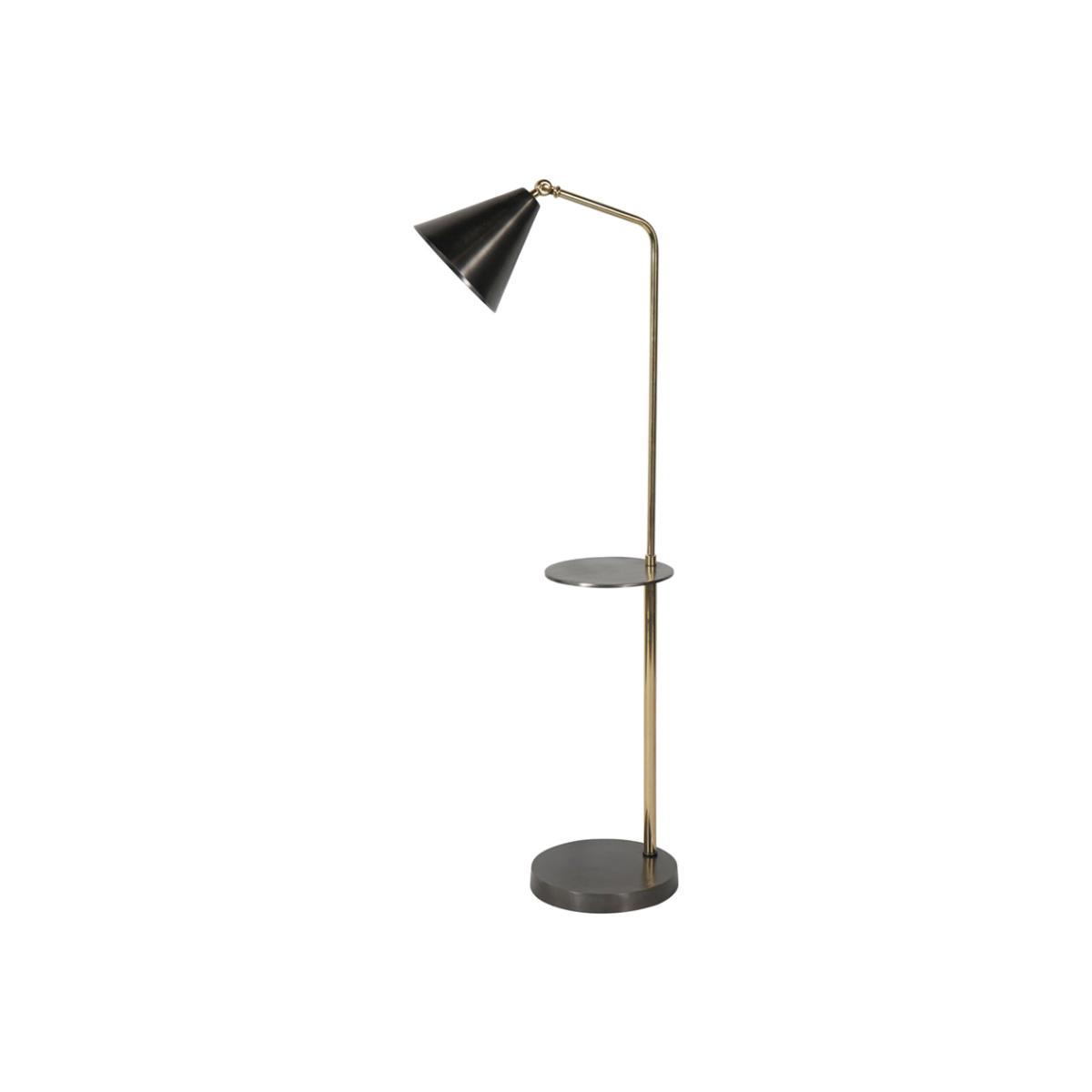 Libra Urban Botanic Collection - Amelie Brushed Floor Lamp with Table in Satin Grey & Brass – image 1