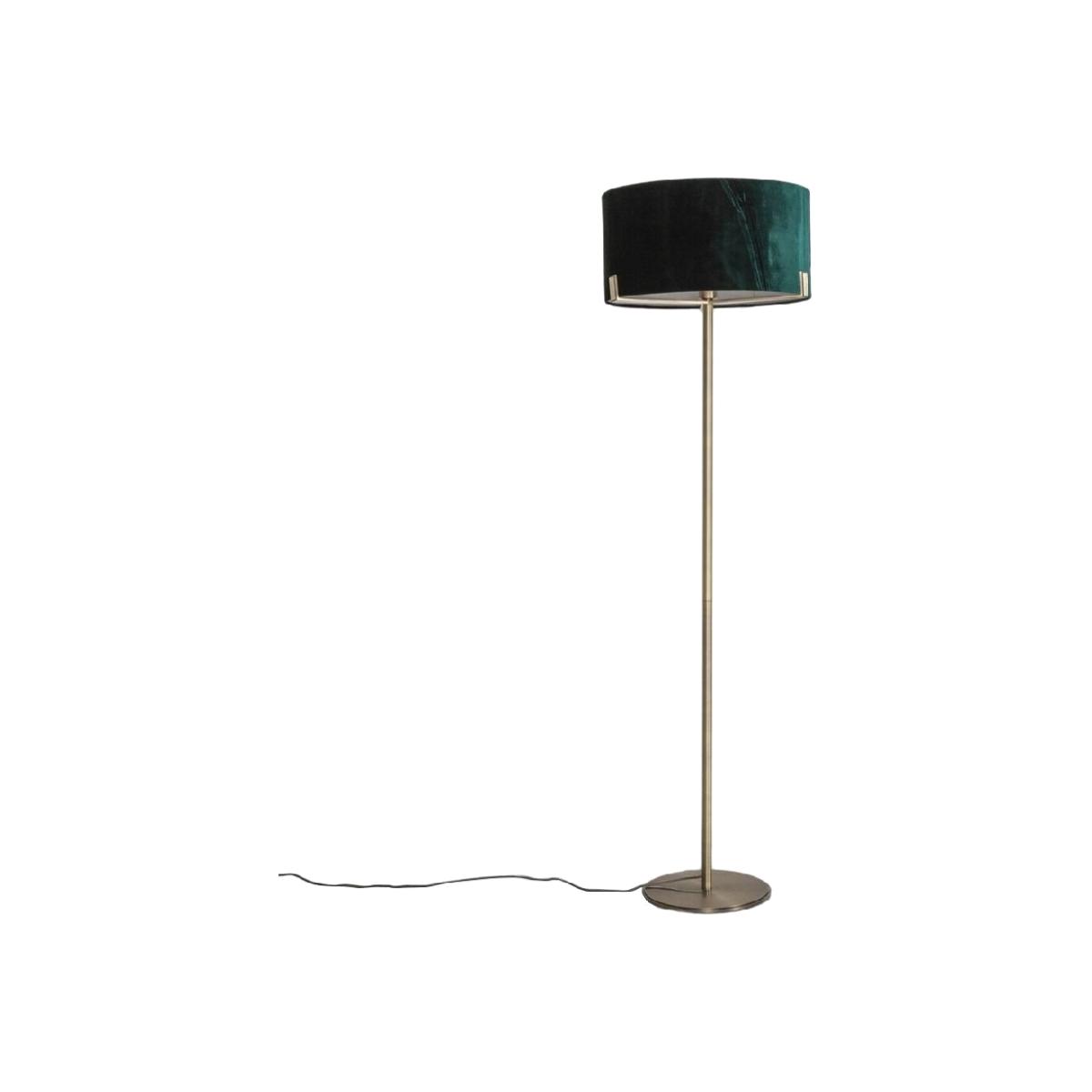 Priscilla Floor Lamp in Brushed Gold and Dark Green Velvet