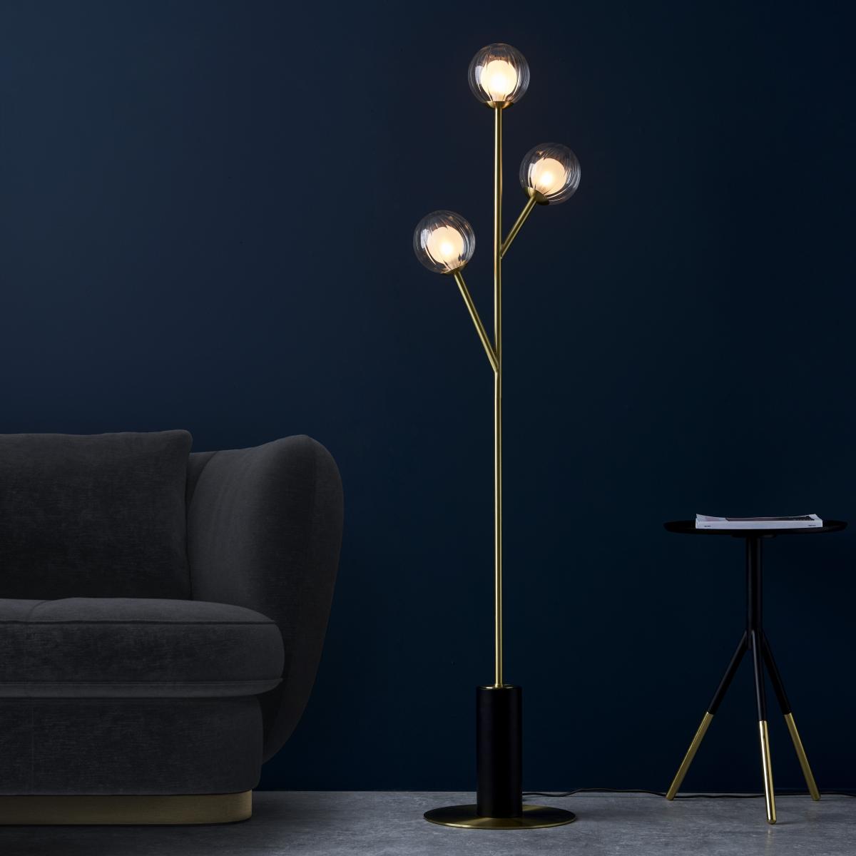 Udo 3 Light satin Brass Floor lamp – image 2