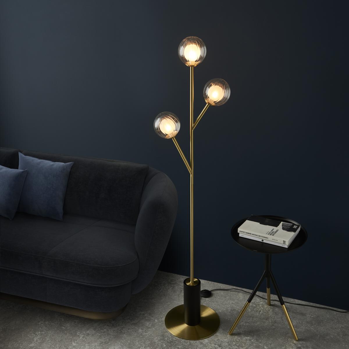 Udo 3 Light satin Brass Floor lamp – image 3