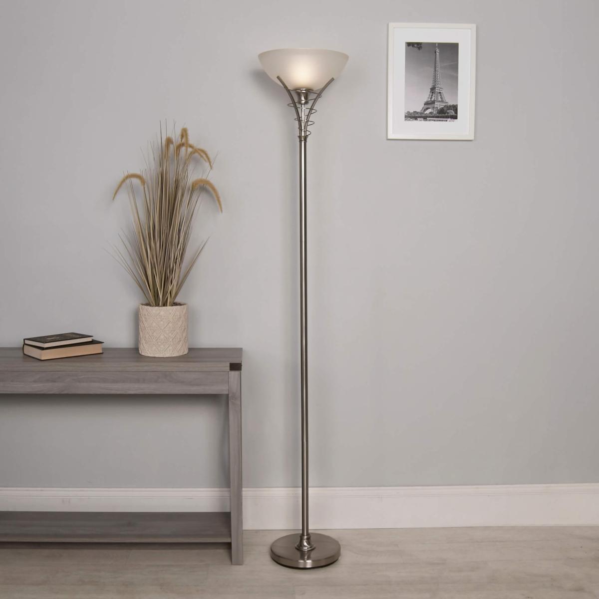 Gretta Satin Nickel Uplighter Floor Lamp – image 1