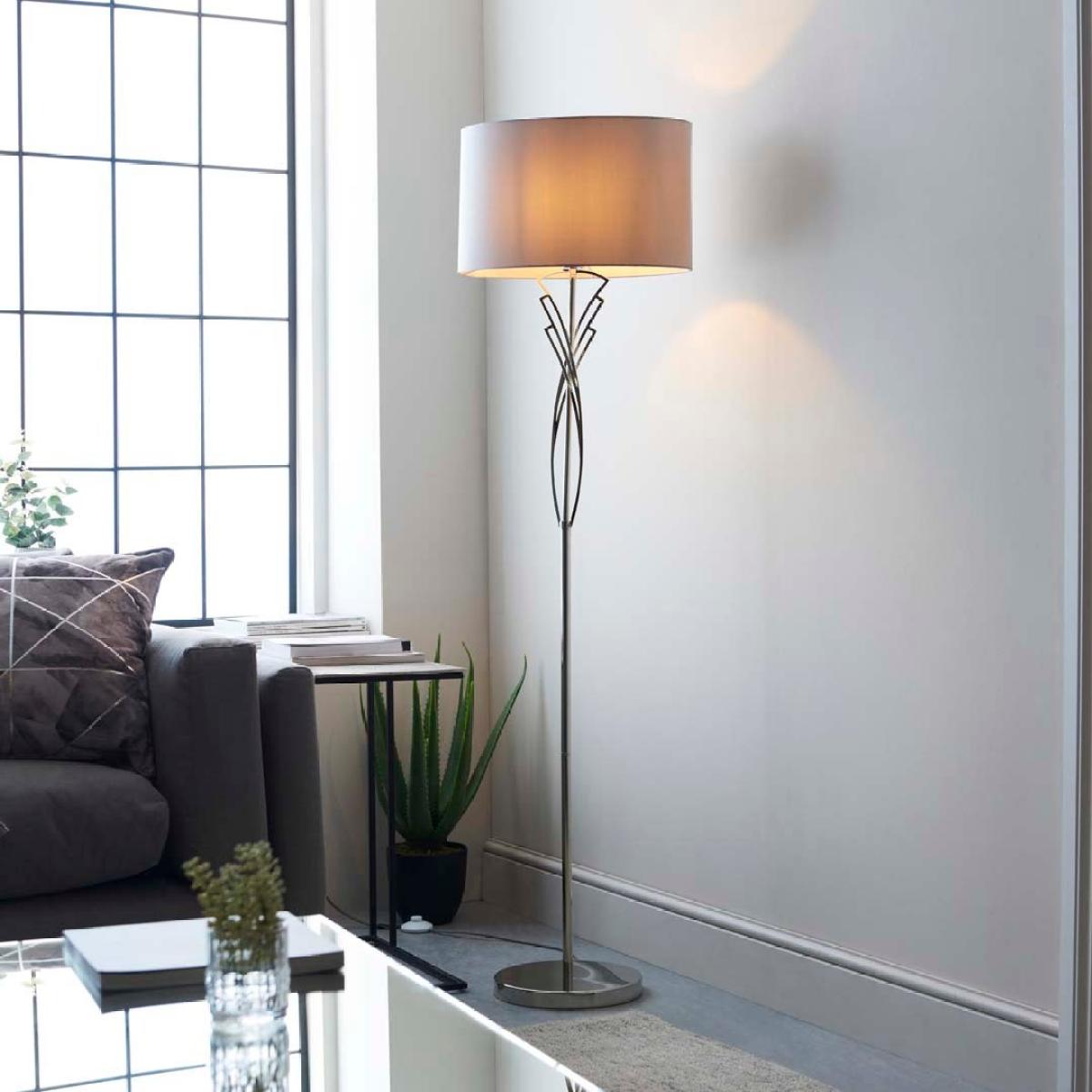 Lyla Satin Nickel Floor Lamp – image 1