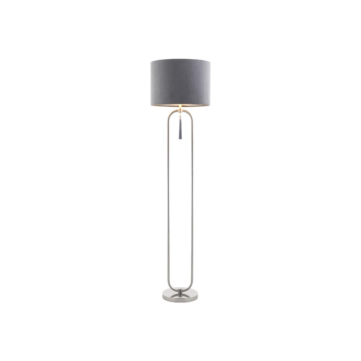 Tassel 1 Light Satin Nickel Grey Floor Lamp – image 1