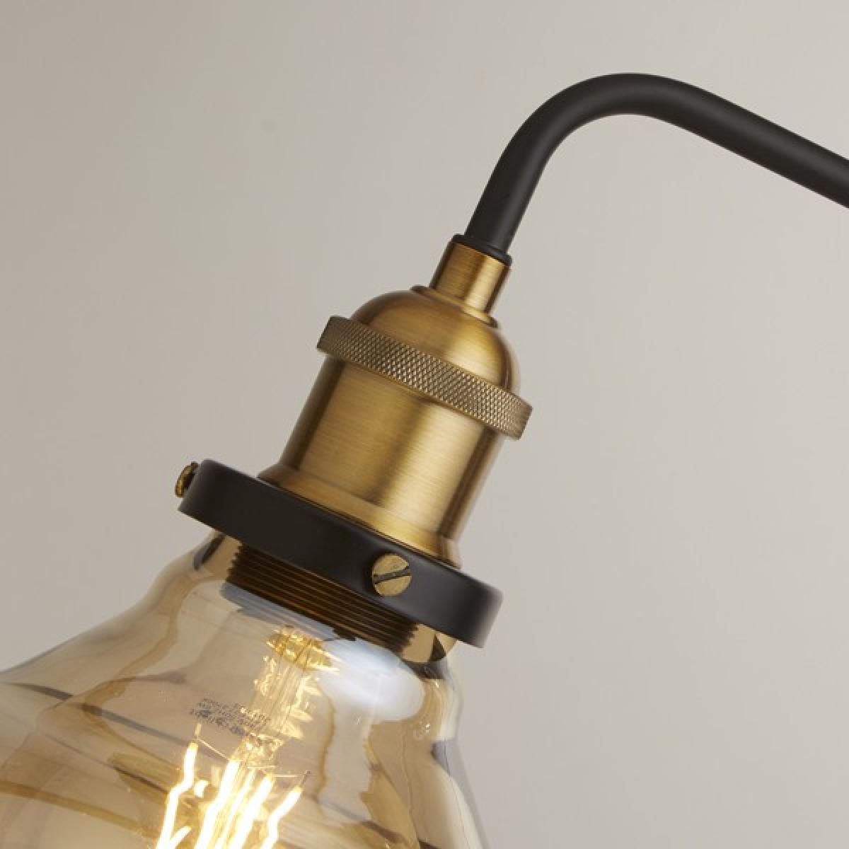 Melina Antique Brass & Amber Glass Floor Lamp – image 2