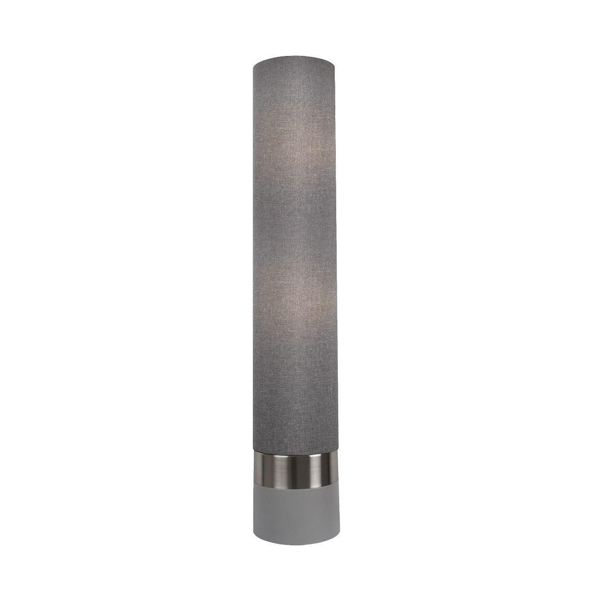 Yana 2 Tone Tower Floor Lamp Satin Nickel Floor Lamp with Grey Cotton Weave Shade – image 2