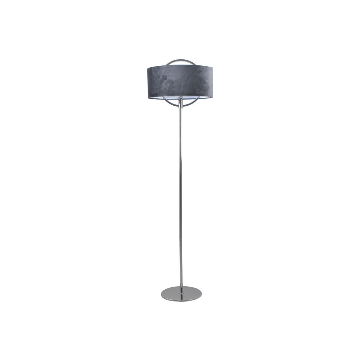 Lodato LED Warm White Polished Nickel Floor Lamp with Grey Velour Shade – image 1