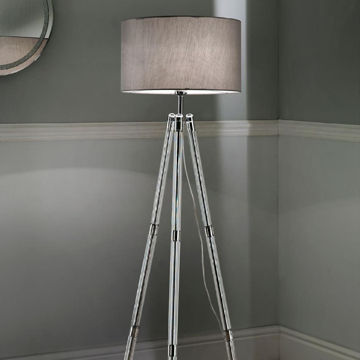Hudson Crystal Glass Floor Lamp with Grey Linen Shade – image 1